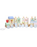 Дървен влак за нанизване Orange Tree Toys - Peter Rabbit, Radish Express