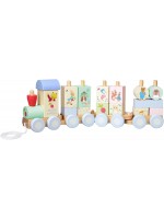 Дървен влак за нанизване Orange Tree Toys - Peter Rabbit, Radish Express