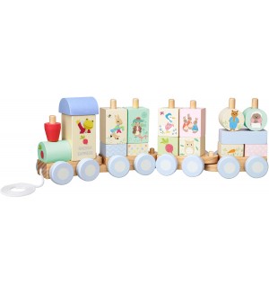 Дървен влак за нанизване Orange Tree Toys - Peter Rabbit, Radish Express