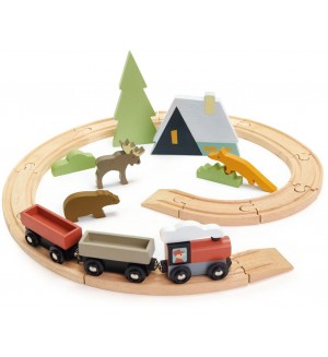 Дървен влаков комплект Tender Leaf Toys - Приключения в гората