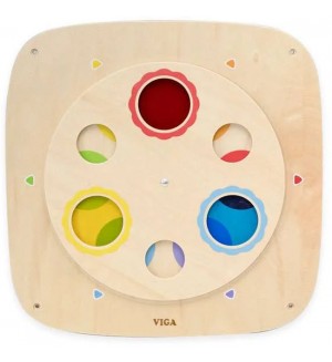 Дървена активна дъска Viga Toys - Смесване на цветове, по Монтесори, за стена