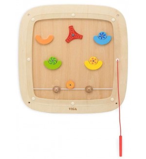Дървена активна дъска Viga Toys - Стенна игра Пинбол