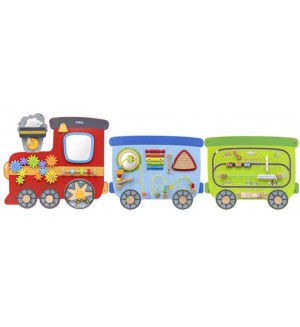 Дървена активна дъска Viga Toys - Влак, за стена