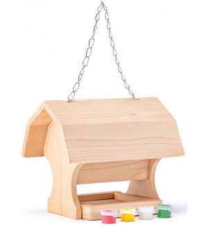 Дървена детска играчка Woody - Оцвети своя къщичка за птички 