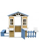 Дървена детска къща Ginger Home - Бяло-синя