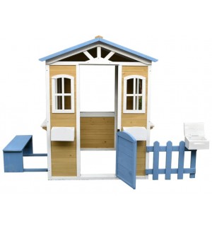 Дървена детска къща Ginger Home - Бяло-синя
