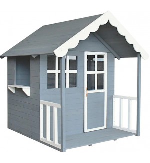 Дървена детска къща Ginger Home - С веранда, сива