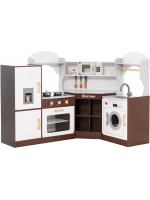 Дървена детска кухня Costway - Със звук и светлина, кафява Дървена детска кухня Costway - Със звук и светлина, кафява