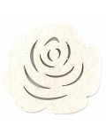 Дървена фигурка Ем Арт - Роза, 5 x 4.6 x 0.3 cm, бяла (10 бр.)