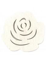 Дървена фигурка Ем Арт - Роза, 5 x 4.6 x 0.3 cm, бяла (10 бр.)