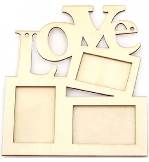 Дървена фоторамка Ем Арт - Love, 17 x 20 cm (3 снимки)