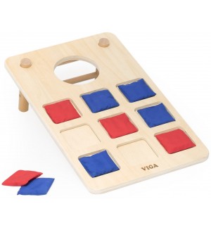 Дървена игра 2 в 1 Viga Toys – Торбички за хвърляне и морски шах