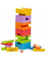 Дървена игра Bigjigs - Дженга, разноцветна