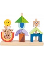 Дървена игра Tooky Toy - Фигури за подреждане и нанизване