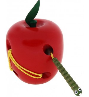 Дървена игра Woody – Червейче и ябълка за шиене