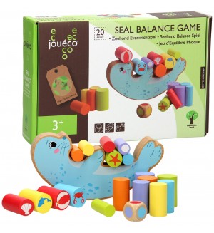  Дървена игра за баланс Joueco - Тюлен