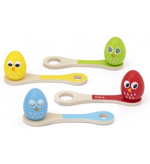 Дървена игра за баланс Viga Toys - Яйце върху лъжица, 8 части