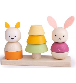 Дървена игра за нанизване Bigjigs - Гора