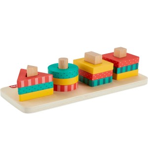 Дървена игра за нанизване Fisher Price - Геометрични фигури