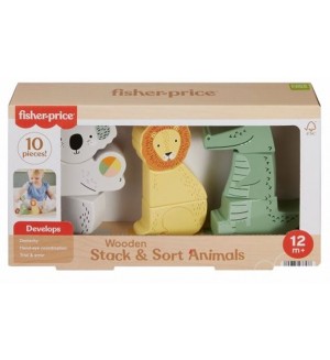 Дървена игра за нанизване Fisher Price - С дървени животинчета