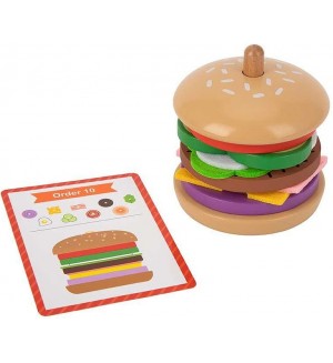 Дървена игра за нанизване Tooky Toy - Бургер Дървена игра за нанизване Tooky Toy - Бургер