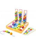 Дървена игра за нанизване Tooky Toy - цветове и форми