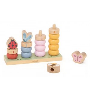 Дървена игра за нанизване Viga Toys PolarB - Цветна градина с числа