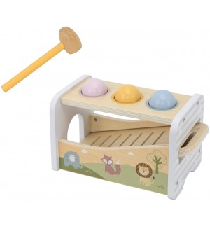 Дървена играчка 2 в 1 Viga Toys PolarB - Ксилофон с топки и чукче
