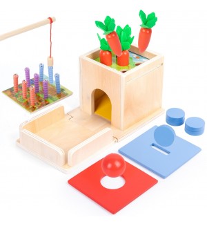 Дървена играчка 4 в 1 Acool Toy - Монтесори детска дървена кутия
