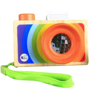 Дървена играчка Acool Toy - Цветен фотоапарат с калейдоскоп