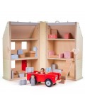 Дървена играчка Bigjigs - Моята първа къща за кукли, с аксесоари