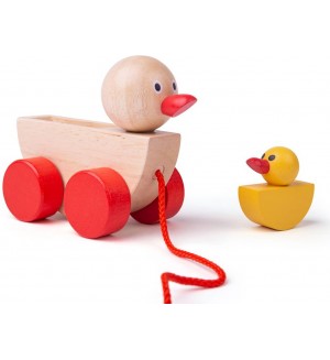 Дървена играчка Bigjigs - Патенца за дърпане