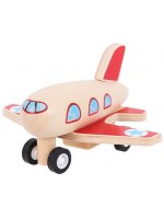 Дървена играчка Bigjigs Pull Back Planes - Самолет