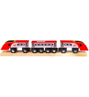 Дървена играчка Bigjigs -Влакчето Pendolino, с релси  