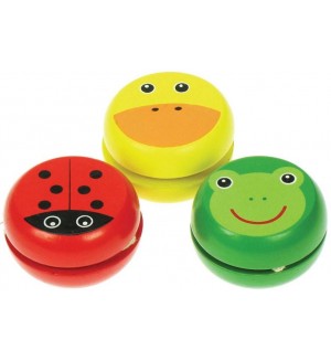 Дървена играчка Bigjigs - Йо-йо, животинче, асортимент   