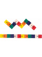 Дървена играчка Bigjigs - Змия от цветни блокчета 