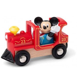 Дървена играчка Brio - Локомотив и фигурка Mickey Mouse