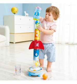 Дървена играчка Hape - Изстрелваща ракета, с 20 части