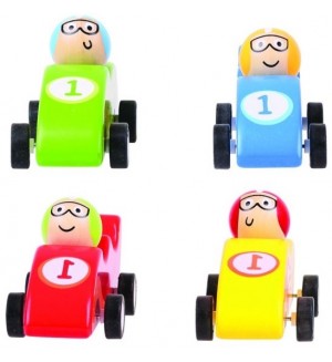 Дървена играчка - Инерционна количка, Вид 1, асортимент 