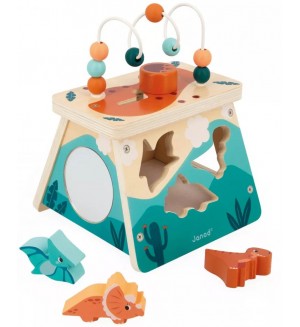 Дървена играчка Janod - Мултиактивен вулкан, Дино