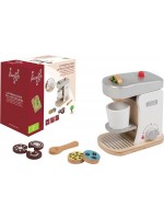Дървена играчка Joueco - Кафе машина, с аксесоари