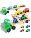 Дървена играчка Kruzzel - Автовоз с колички