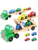 Дървена играчка Kruzzel - Автовоз с колички