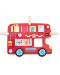 Дървена играчка Lelin - Дъска с активности, Автобус
