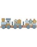 Дървенa играчка Little Dutch Forest Friends - Влакче от модули, синьо