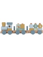 Дървенa играчка Little Dutch Forest Friends - Влакче от модули, синьо