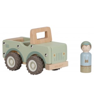 Дървена играчка Little Dutch - Safari Friends, Safari кола с рейнджър