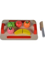 Дървена играчка Moni - Дъска за рязане с плодове