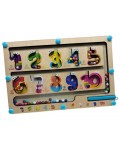 Дървена играчка Raya Toys - Дъска с цифри и магнитни топчета