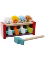 Дървена играчка с чукче Cubika - Удари и подскочи, Клоуни